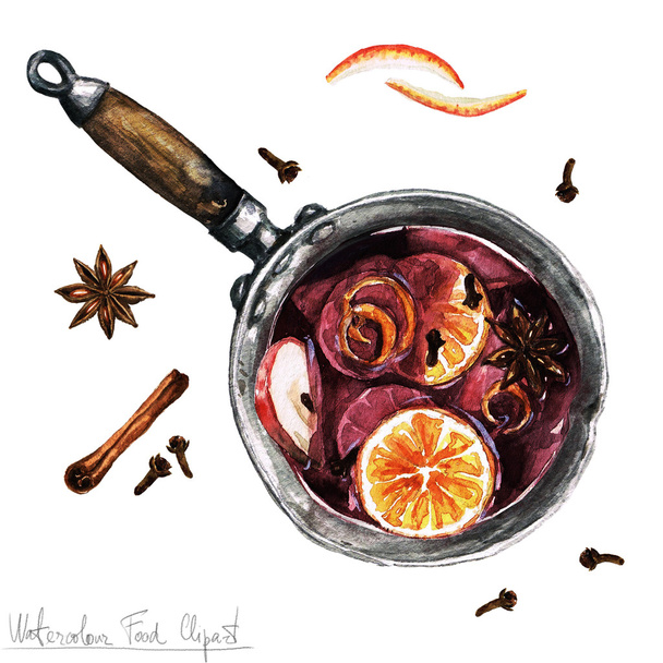 Clipart de comida aquarela - Vinho amassado
 - Foto, Imagem