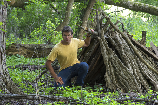 A-frame overleving Onderdak in beboste bos - Foto, afbeelding