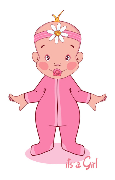 Vector illustration of  young child in a pink jumpsuit - Vector, Image