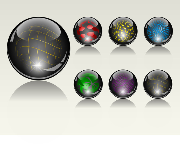 6 different crystal refracting spheres - vector illustration - Vector, Image