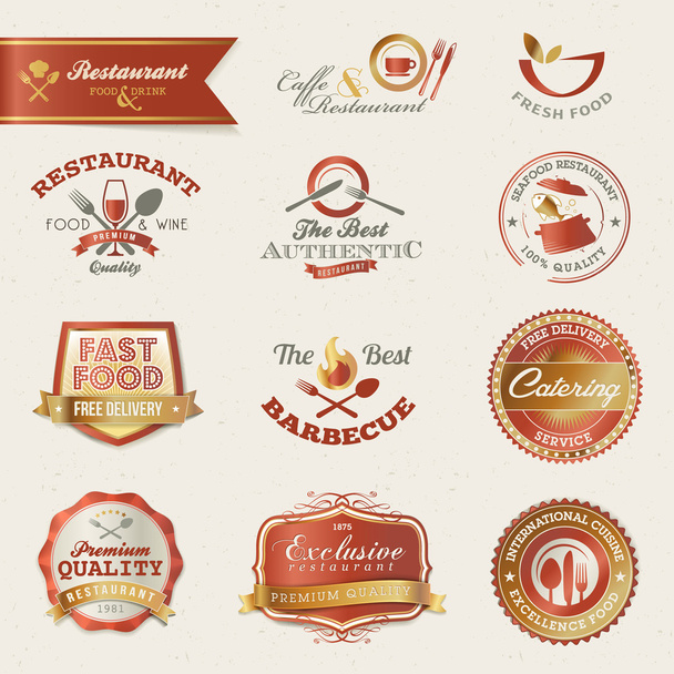 Restaurant labels and elements - Vector, Image