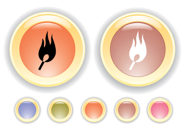 Botões de vetor com ícone de jogo de segurança em chamas
 - Vetor, Imagem
