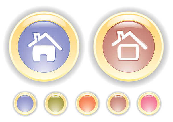 διανυσματικά κουμπιά με το εικονίδιο σπίτι - Διάνυσμα, εικόνα