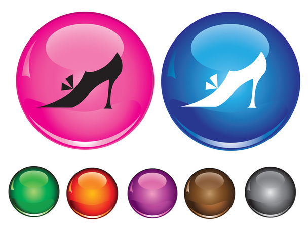 Vector icons with sign of woman shoe - Vector, Image