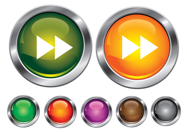 Ícones de coleção vetorial com sinal de avanço, botão vazio incluído
 - Vetor, Imagem