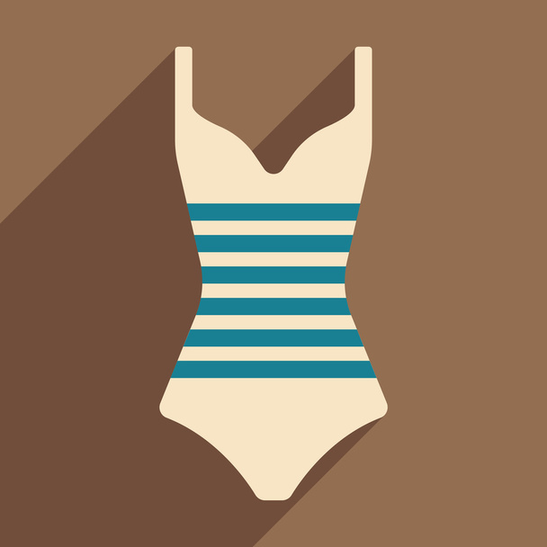 Flat with shadow icon and mobile application swimsuit - Vector, Image