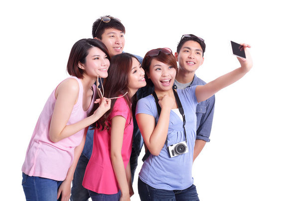 Happy teenagers taking selfie   - Foto, Imagen