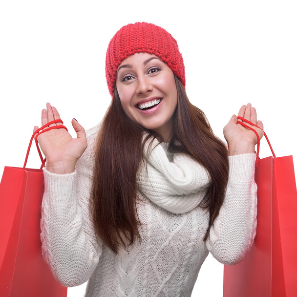 Woman with shopping bags. - Zdjęcie, obraz