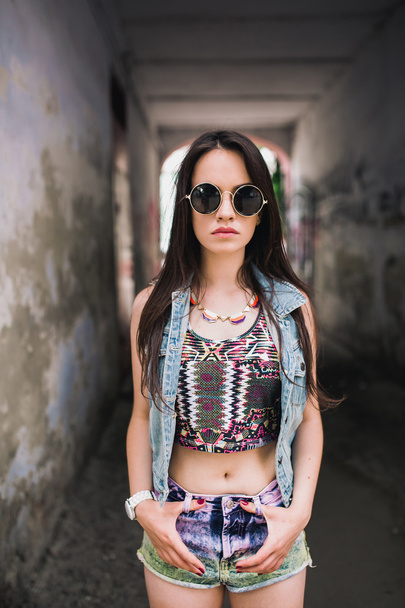 Beautiful young woman hippie  - Fotoğraf, Görsel