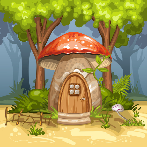 House for gnome made from mushroom - Vector, Imagen