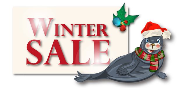 Πανό "πώληση", σημάδι, φόντο με πολικό dichtung το χειμώνα - Διάνυσμα, εικόνα