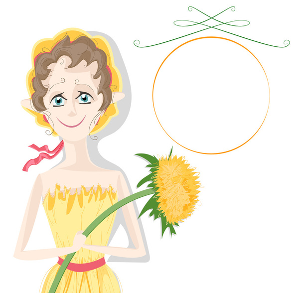 girl fairy dandelion , imaginary characters , vector - Вектор,изображение