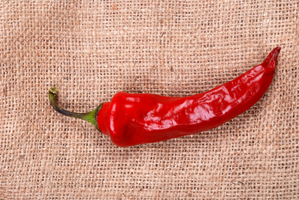 Red hot chili pepper on a sackcloth - Photo, Image