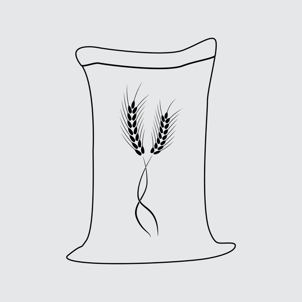 pšenice v pytli vektorové siluetu ikonu - Vektor, obrázek