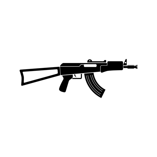 AKS-74u black eenvoudige pictogram. machinegeweer silhouet. - Vector, afbeelding