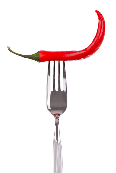 Red hot chili pepper vztyčené na ocelové vidlice - Fotografie, Obrázek