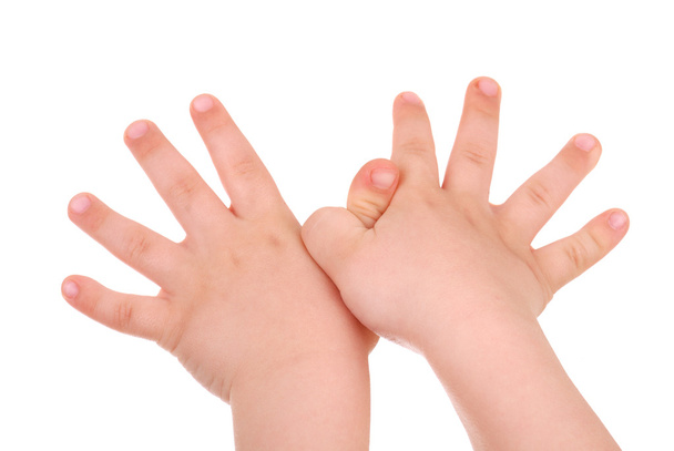 Children's hand on white background - Valokuva, kuva