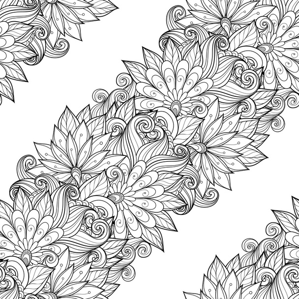 Seamless Monochrome Floral Pattern - Vektori, kuva