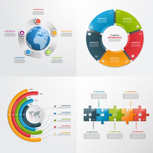 5 steps vector infographic templates. Business concept. - Wektor, obraz