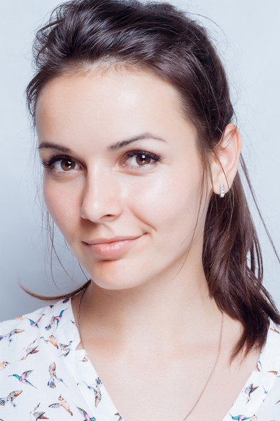 Young woman beauty portrait. Natural soft make up. - Photo, Image