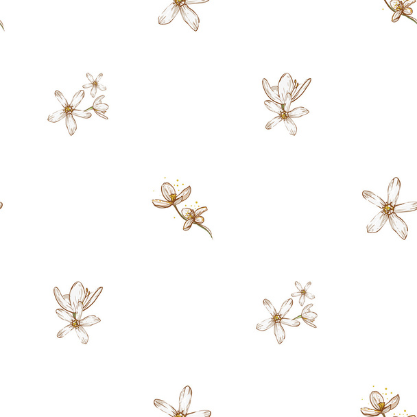 hand drawn white flowers pattern - Vector, afbeelding
