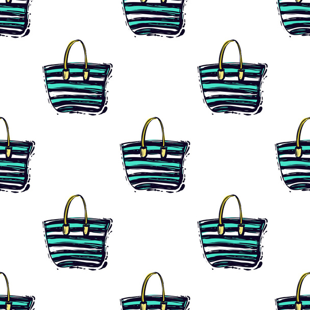 pattern with fashion colorful beach bag - Vektori, kuva