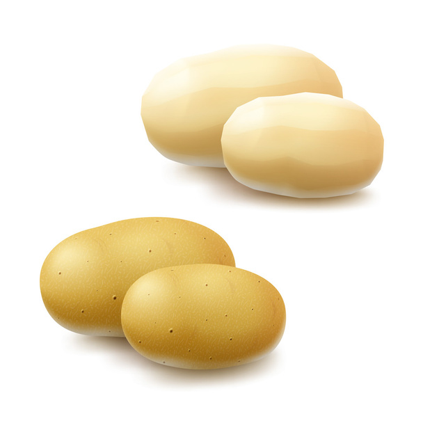 Set de papas crudas amarillas peladas enteras sin pelar
 - Vector, Imagen