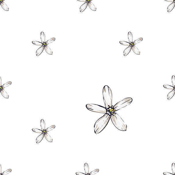 hand drawn white flowers pattern - Vetor, Imagem