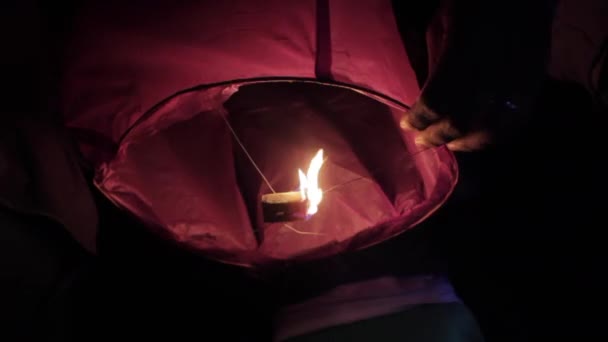 Group of Friends are Launching Sky Lantern - Footage, Video