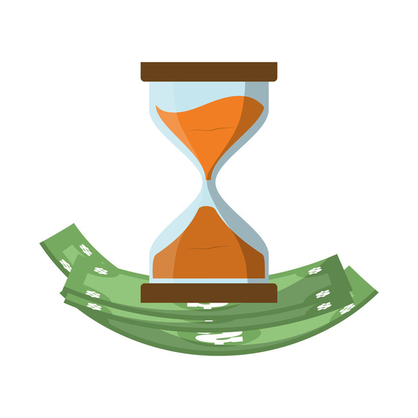 bill green hourglass money financial item design - Vector, Image