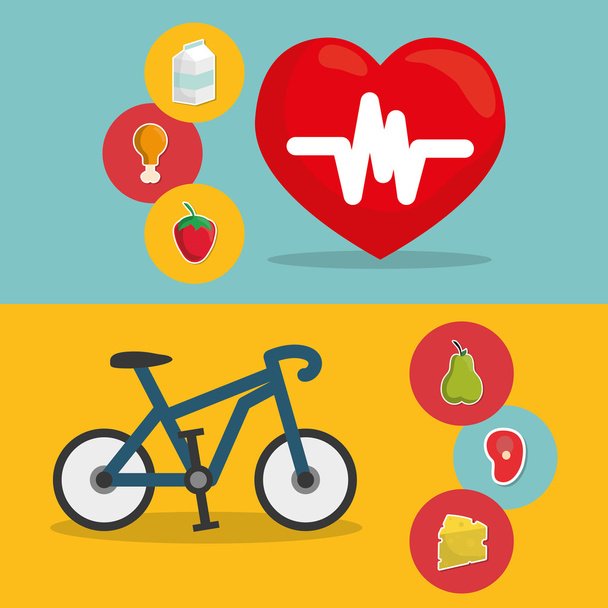 healthy lifestyle fitness design - Vector, Image