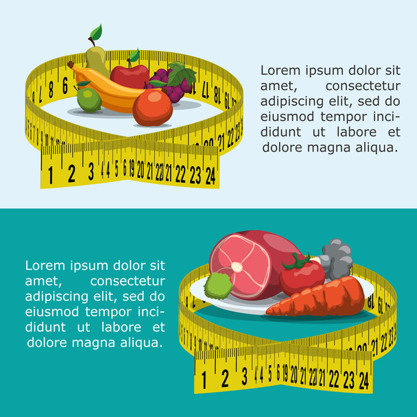 Diseño de alimentos saludables y orgánicos
 - Vector, Imagen