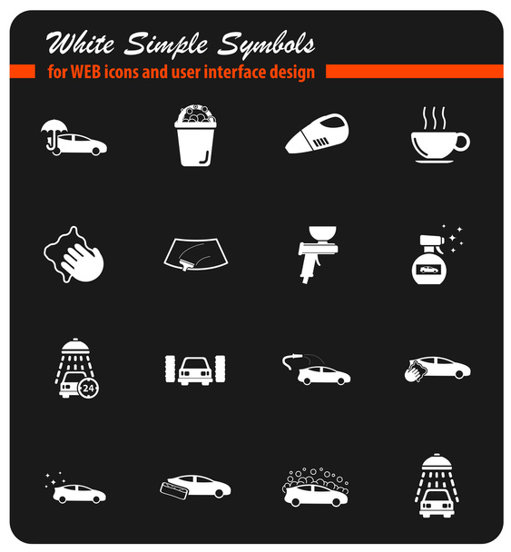 Απλά εικονίδια πλυσίματος αυτοκινήτων - Διάνυσμα, εικόνα