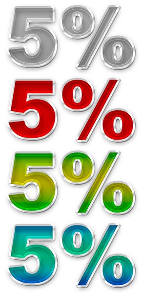 Pourcentage 5 symboles d'icônes colorées définis JPEG
 - Photo, image