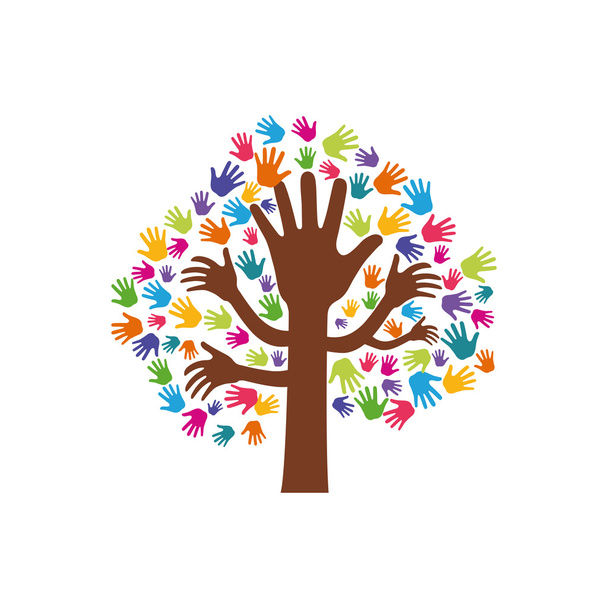 human hand tree gesture shape icon. Vector graphic - Vector, Image