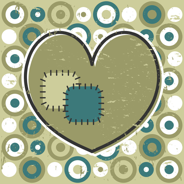 Retro vector background with big heart - Vector, Image