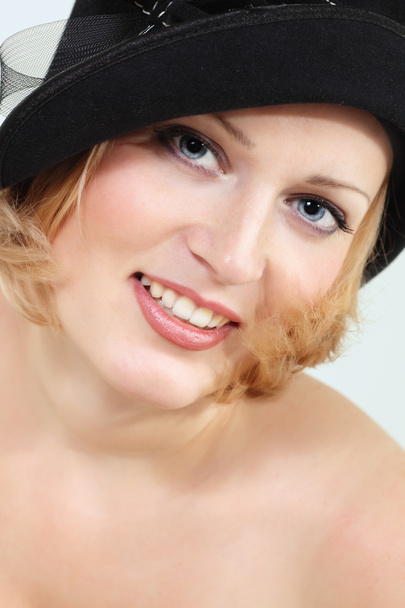 Lady charming with black hat - Фото, изображение