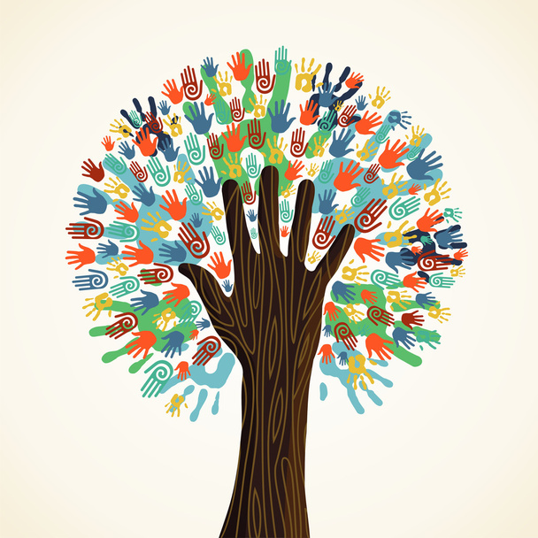 Isolated diversity tree hands - Vector, Image