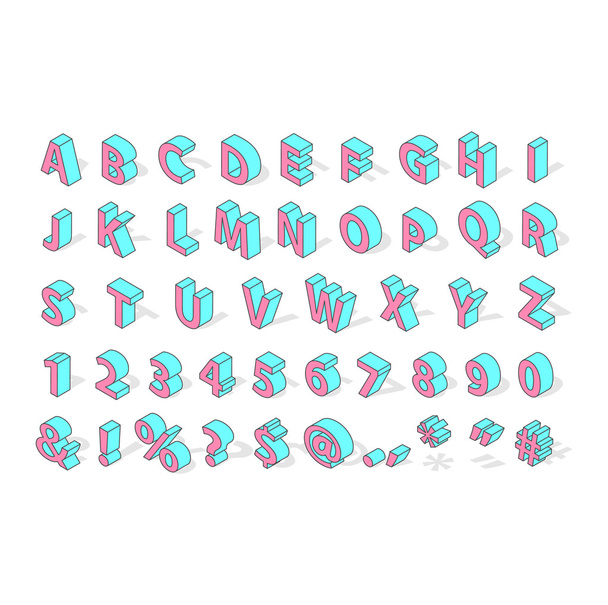 Isometric alphabet font isolated - Vector, Image