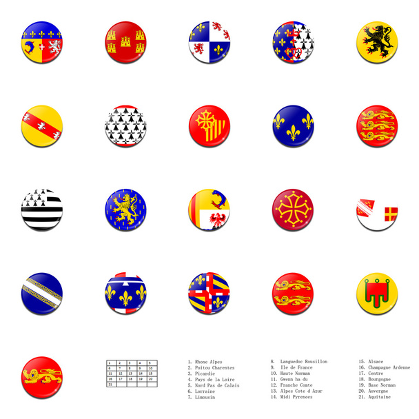 topları Fransa bölgelerinin bayrakları - Fotoğraf, Görsel