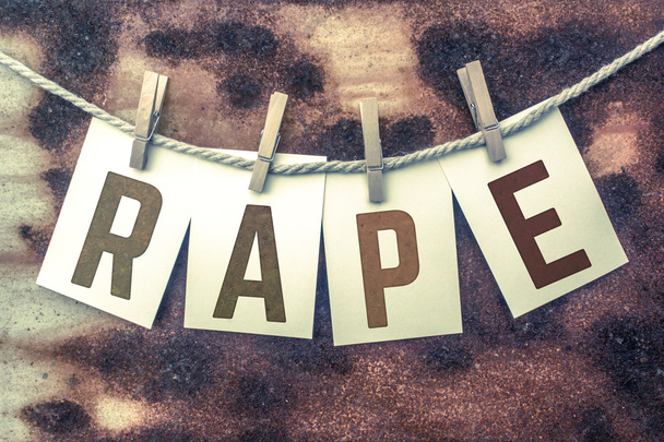 Rape Concept Pinned Stamped Cards on Twine Theme - Photo, Image
