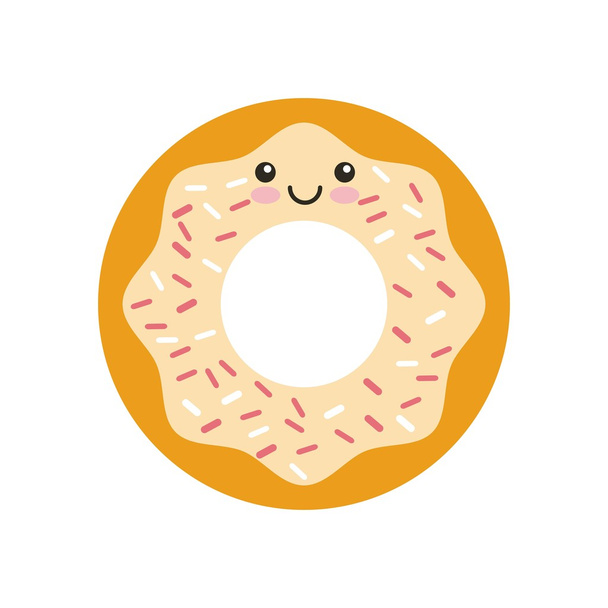 donut kawaii character isolated icon - Vector, Image