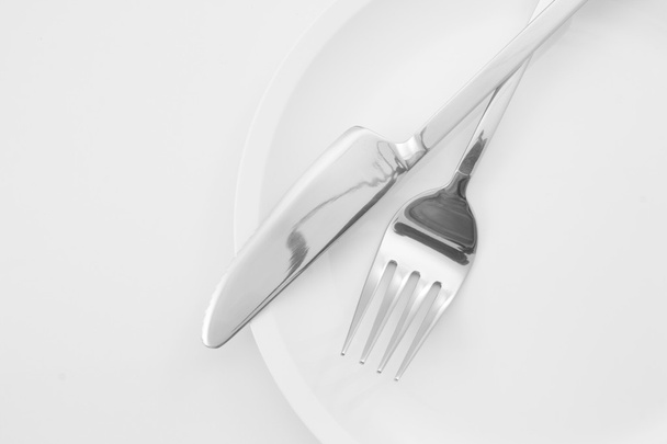 plate with fork and knife  - Φωτογραφία, εικόνα