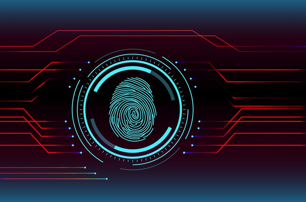 Fingerprint Scanning Technology Concept Illustration  - Vector, Image