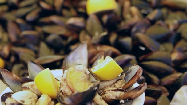 Stuffed Mussels with Lemon - Footage, Video