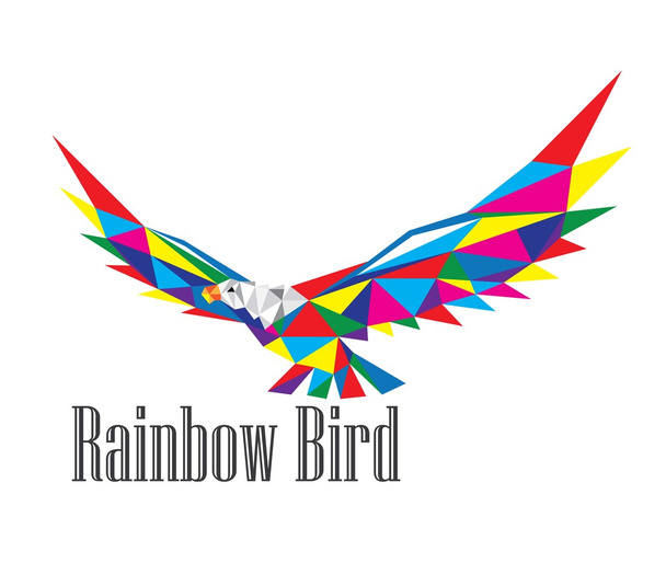 Rainbow Bird Flying, дизайн логотипа
 - Вектор,изображение