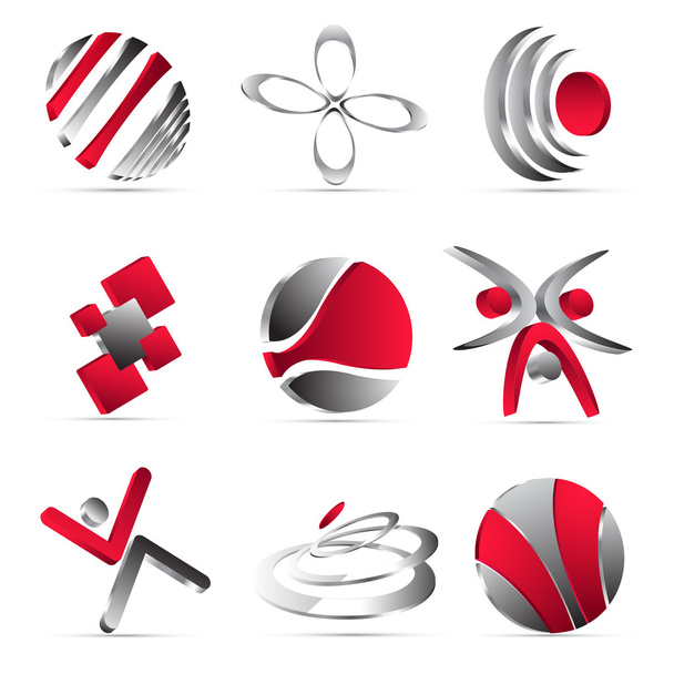 Diseño de iconos de negocio rojo
 - Vector, Imagen