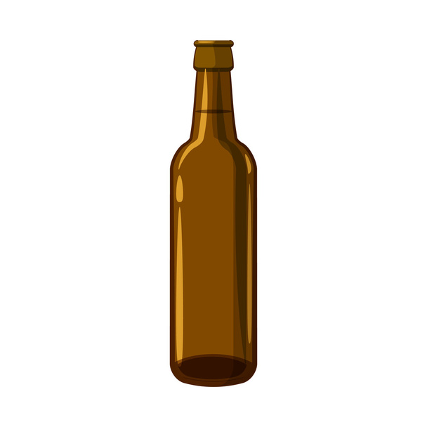 Full brown beer bottle icon, cartoon style - Διάνυσμα, εικόνα