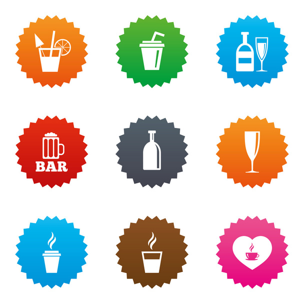 Beer, coffee and tea icons  - Vecteur, image