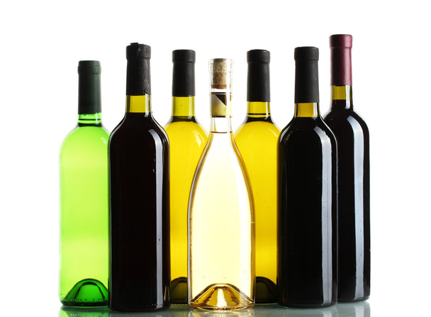 Bottles of wine isolated on white - Фото, изображение